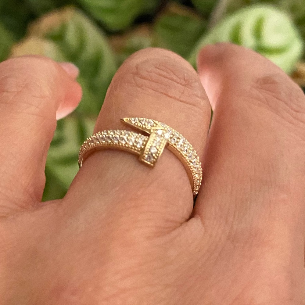 New Solid 14K Gold designer Nail Ring - Picture 10 of 16